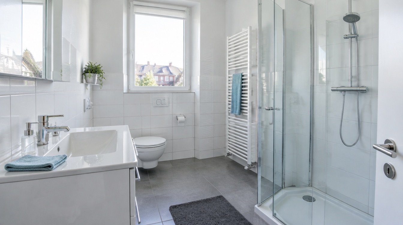 Gründlich gereinigter und desinfizierter Sanitärbereich